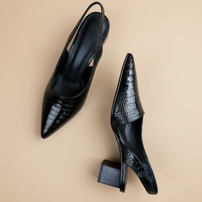 Women's Orthopedic Slingback Heels Pointed Block Heel