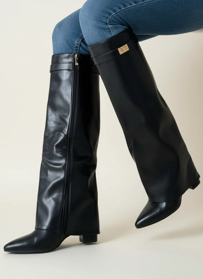 Women's Pointed Toe Slouch High Heel Boots