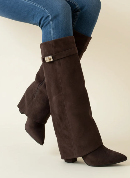 Women's Pointed Toe Slouch High Heel Boots
