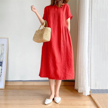 Image of Polly | Women's Short Sleeve A-Line Midi Dress