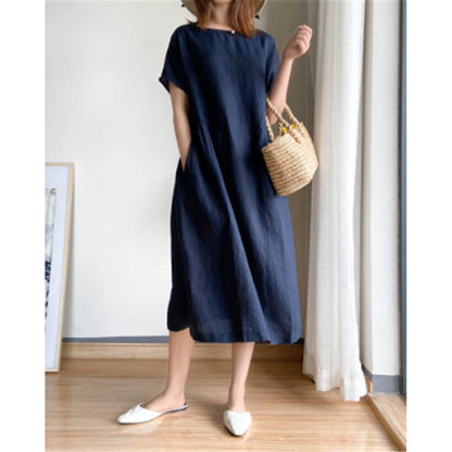 Image of Polly | Women's Short Sleeve A-Line Midi Dress