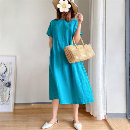 Image of Polly | Women's Short Sleeve A-Line Midi Dress