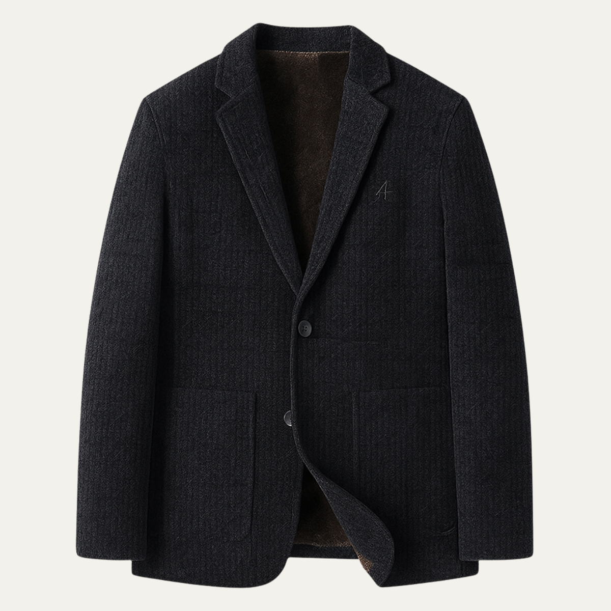 Men's Chenille Blazer Warm Fur Lined Navy - VibreMode