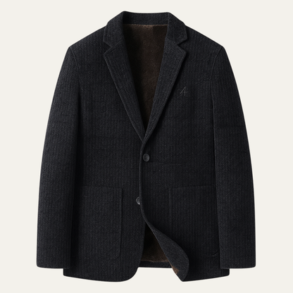 Men's Chenille Blazer Warm Fur Lined Navy - VibreMode
