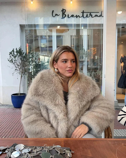Women's Faux Fur Coat Warm Tan