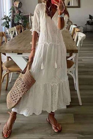Bohemian Floral V-Neck Maxi Dress for Women
