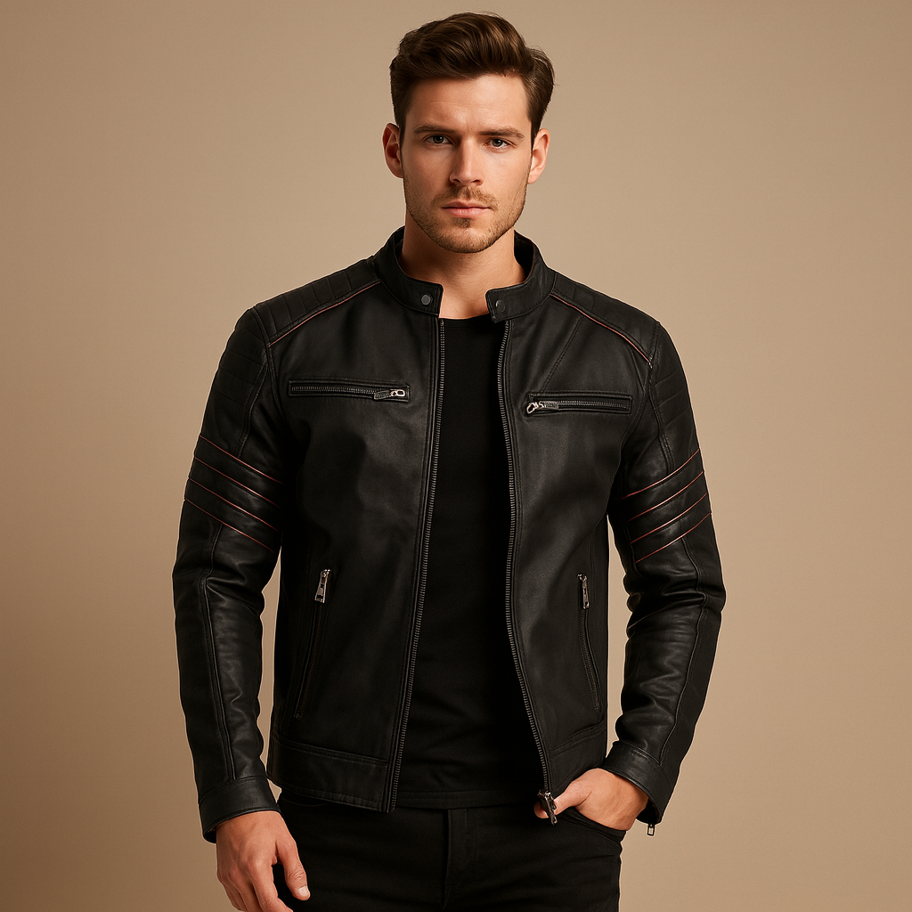 Leather Mens Motorcycle Jacket - VibreMode