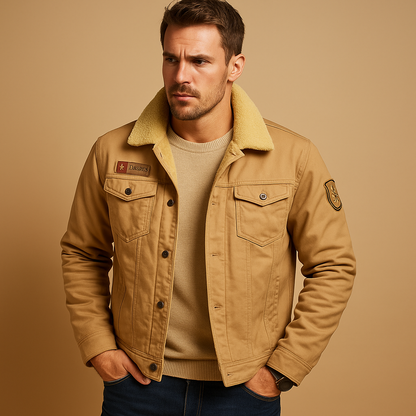 Men’s premium fleece motorcycle jacket with reinforced protection zones and breathable warmth, suitable for cold rides and everyday use.