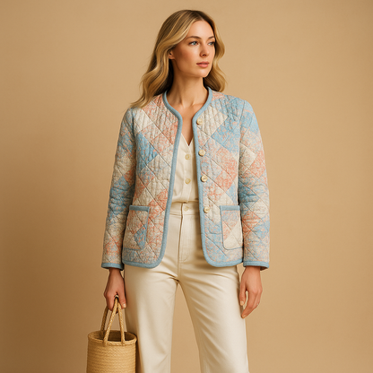 Women’s printed cotton coat with slim fit, breathable fabric, and expressive multicolor designs for stylish everyday outfits.