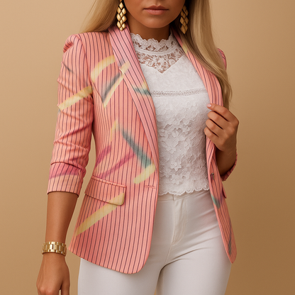 Women’s tailored blazer with shawl collar and bold printed design, perfect for work, dinners, and chic casual outfits.