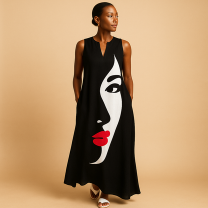 Women’s printed summer dress with colorful pattern and breathable fabric, perfect for summer outings, vacations, parties, and stylish everyday wear.