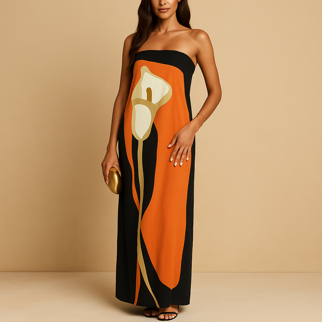 Printed summer dress for women with a flattering fit and airy cut, ideal for vacations, brunch, garden parties, and evening outings.
