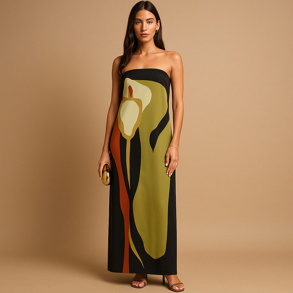 Printed summer dress for women with a flattering fit and airy cut, ideal for vacations, brunch, garden parties, and evening outings.