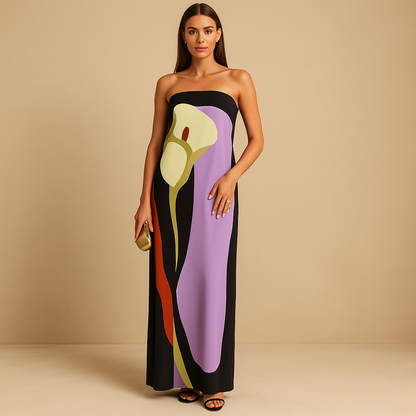 Printed summer dress for women with a flattering fit and airy cut, ideal for vacations, brunch, garden parties, and evening outings.