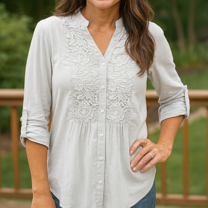 Feminine Ruffle Front Women Blouse - VibreMode