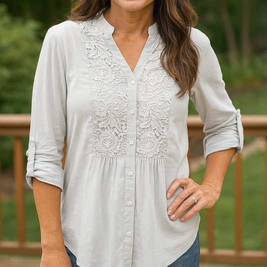 Feminine Ruffle Front Women Blouse - VibreMode