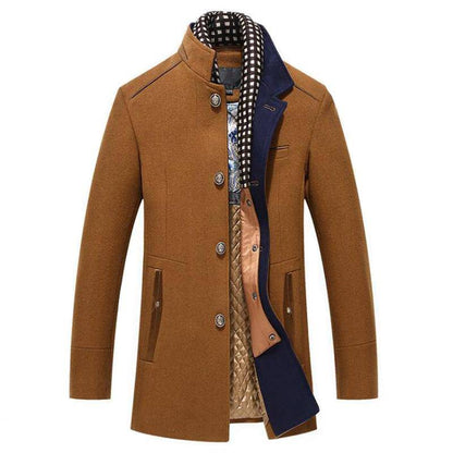 Wool Cashmere Detachable Scarf Coat - Saint Drako