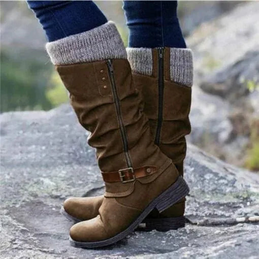Low Heel Ankle Boots With Side Zip