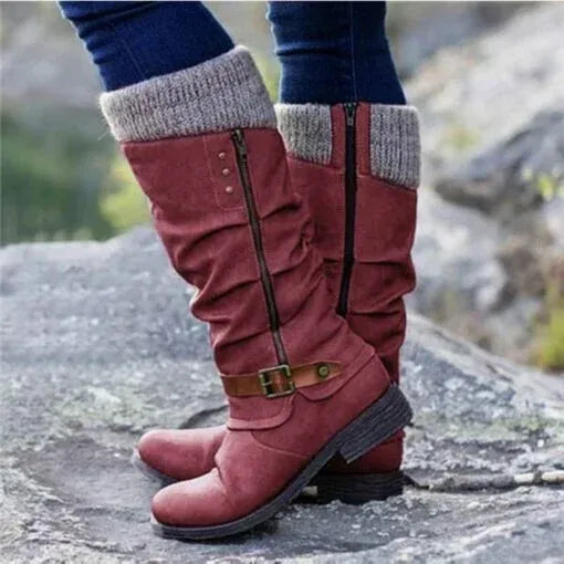 Low Heel Ankle Boots With Side Zip