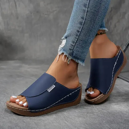 Women's Leather Sandals Mesh Arch Support Summer