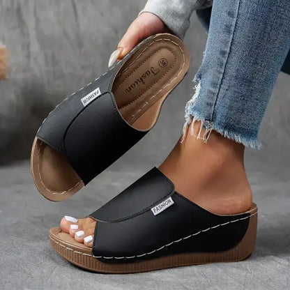 Women's Leather Sandals Mesh Arch Support Summer