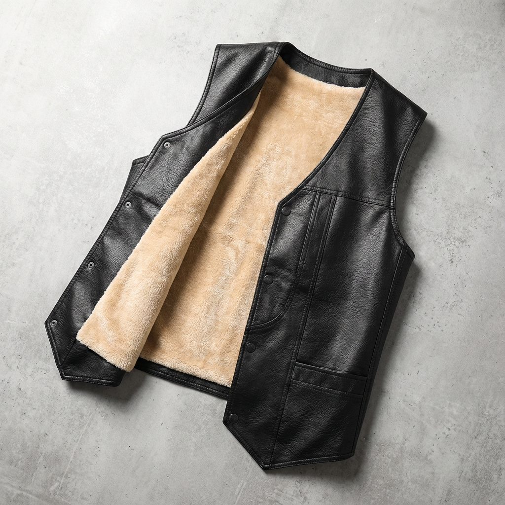 Nado Men's Fleece Lined Leather Vest - VibreMode