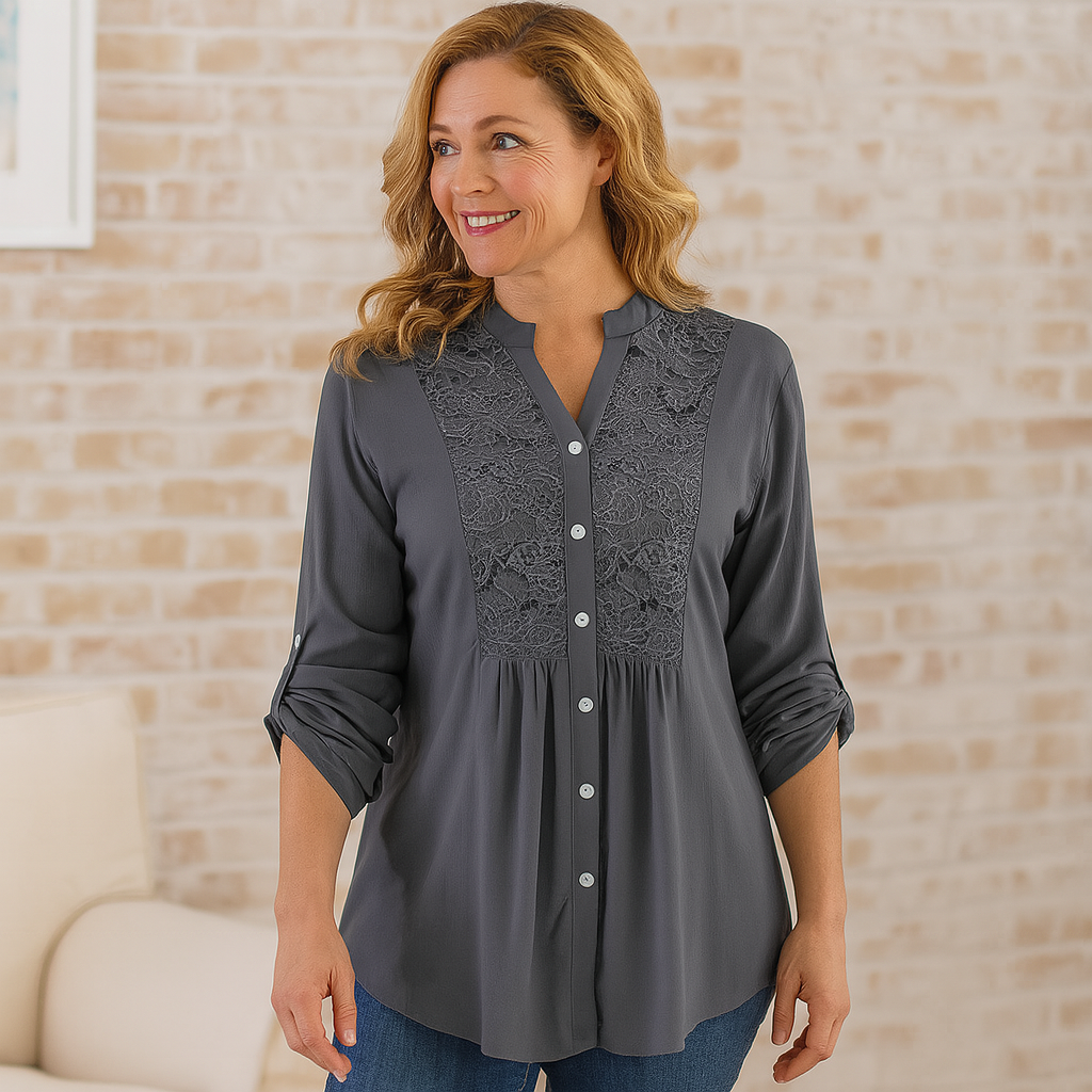 Feminine Ruffle Front Women Blouse