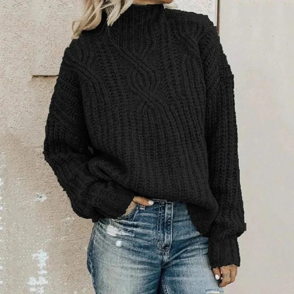 Women's Knit Sweater Subtle Texture Beige - VibreMode