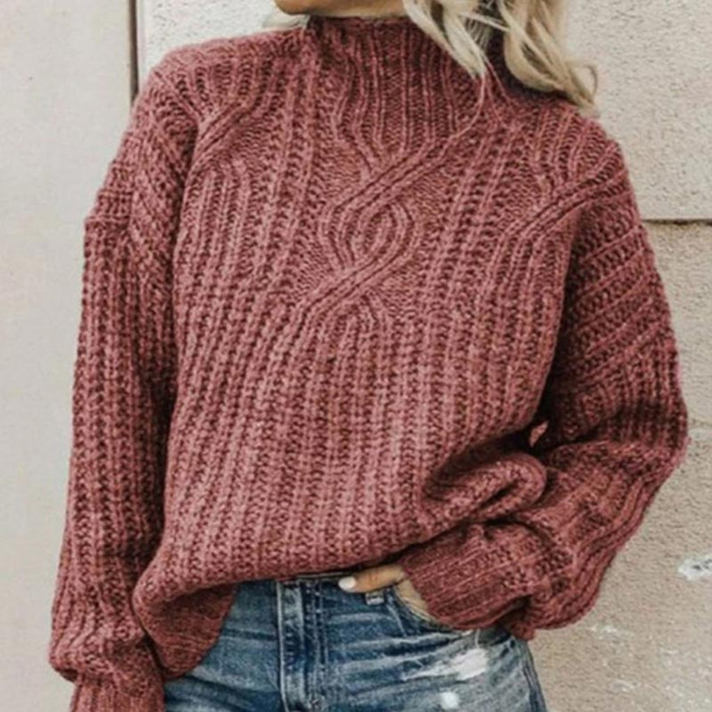 Women's Knit Sweater Subtle Texture Beige