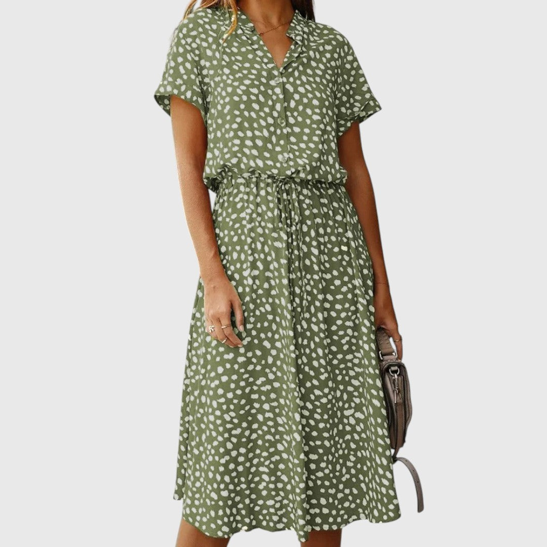 Colorful Front Button Midi Dress
