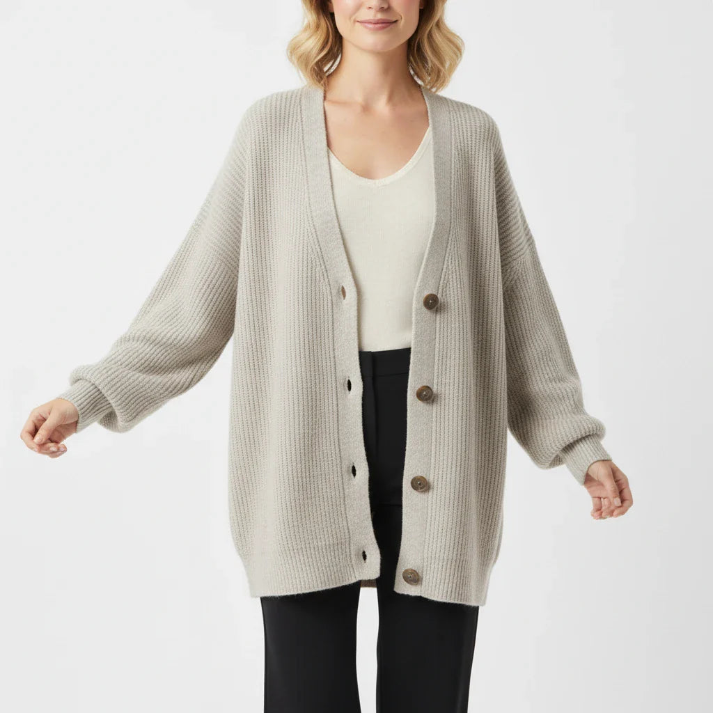 Women's Oversized Ribbed Cardigan Sweater - VibreMode
