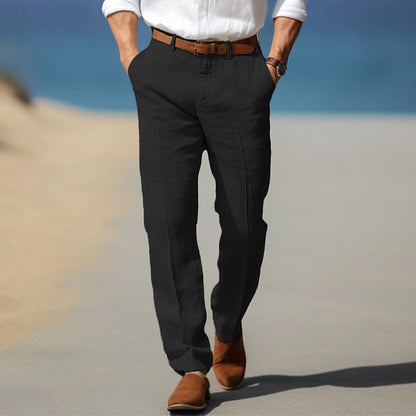 Men's Straight Leg Pants Cotton Belt Loops Side Pockets