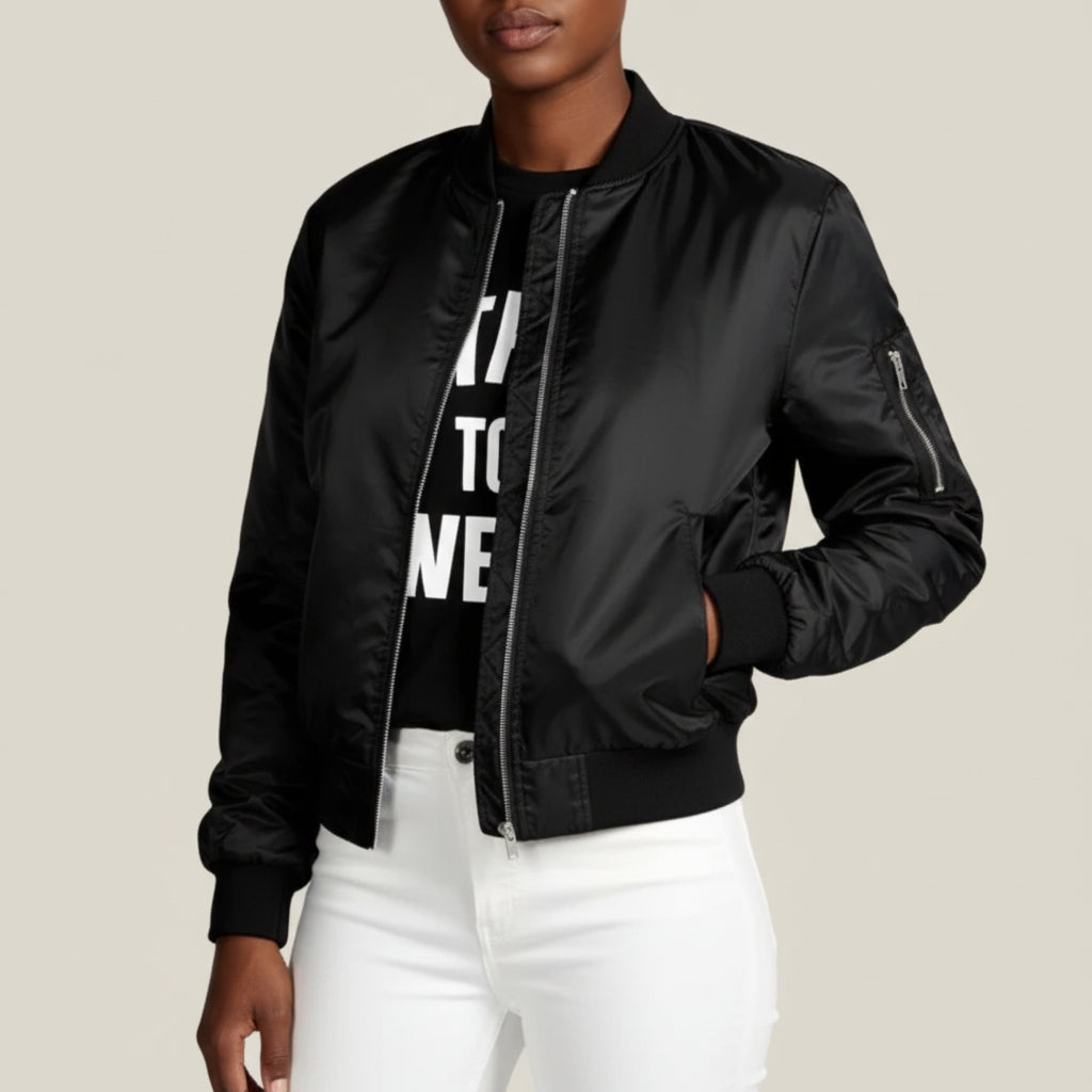 Women's Zip Up Bomber Jacket - VibreMode
