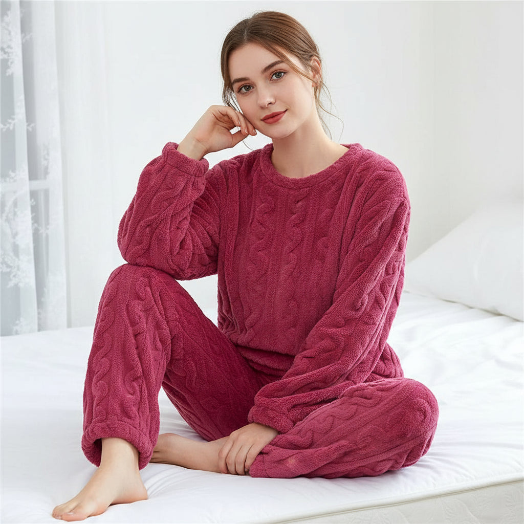 Cozy Women's Soft Pajama Set with Long Sleeves - VibreMode