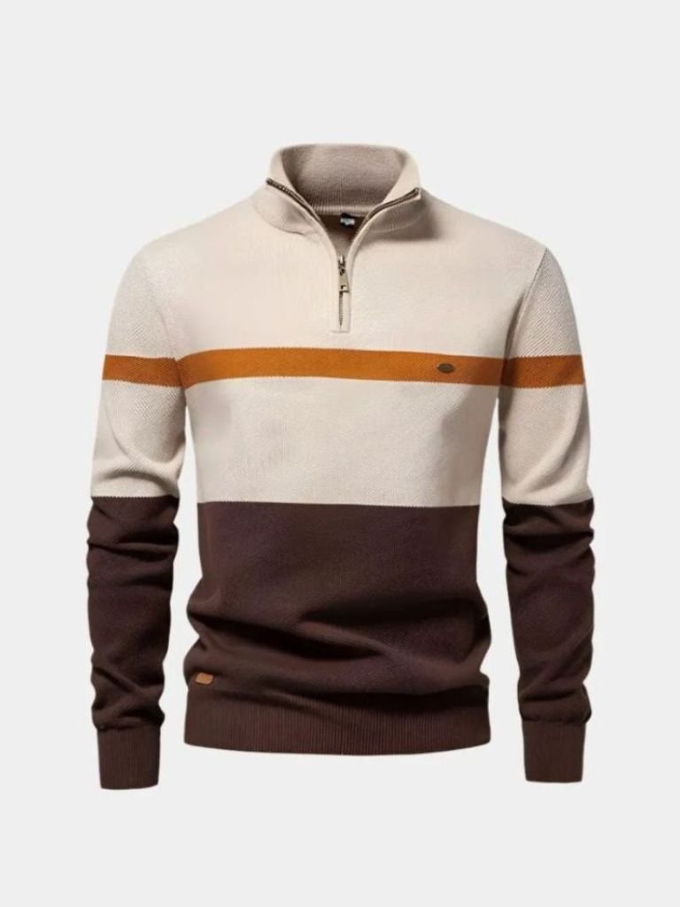 Multicolor Quarter Zip Pullover Sweater