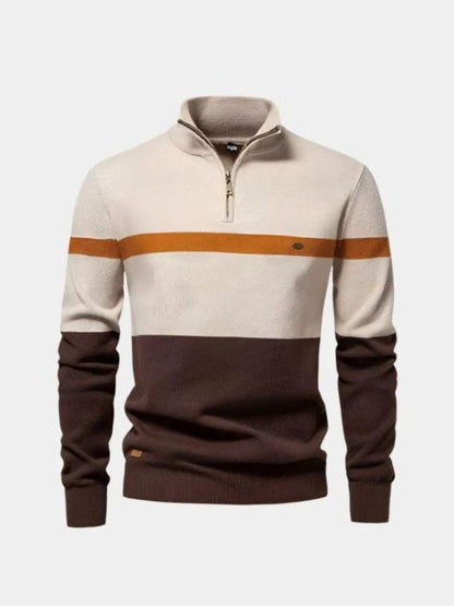 Multicolor Quarter Zip Pullover Sweater