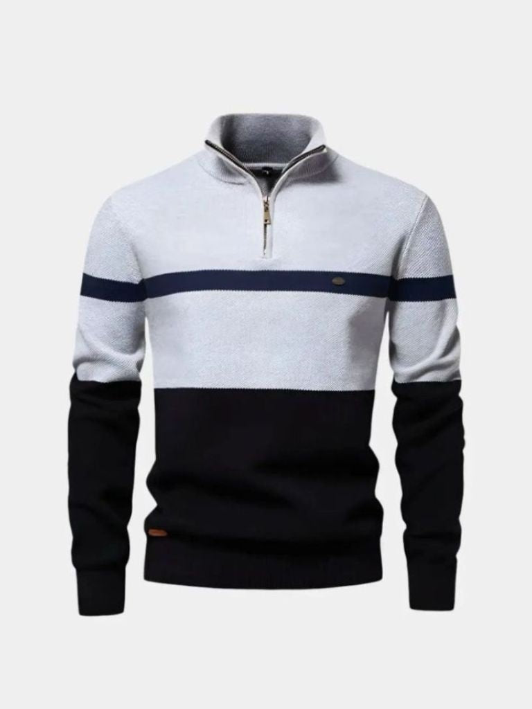 Multicolor Quarter Zip Pullover Sweater