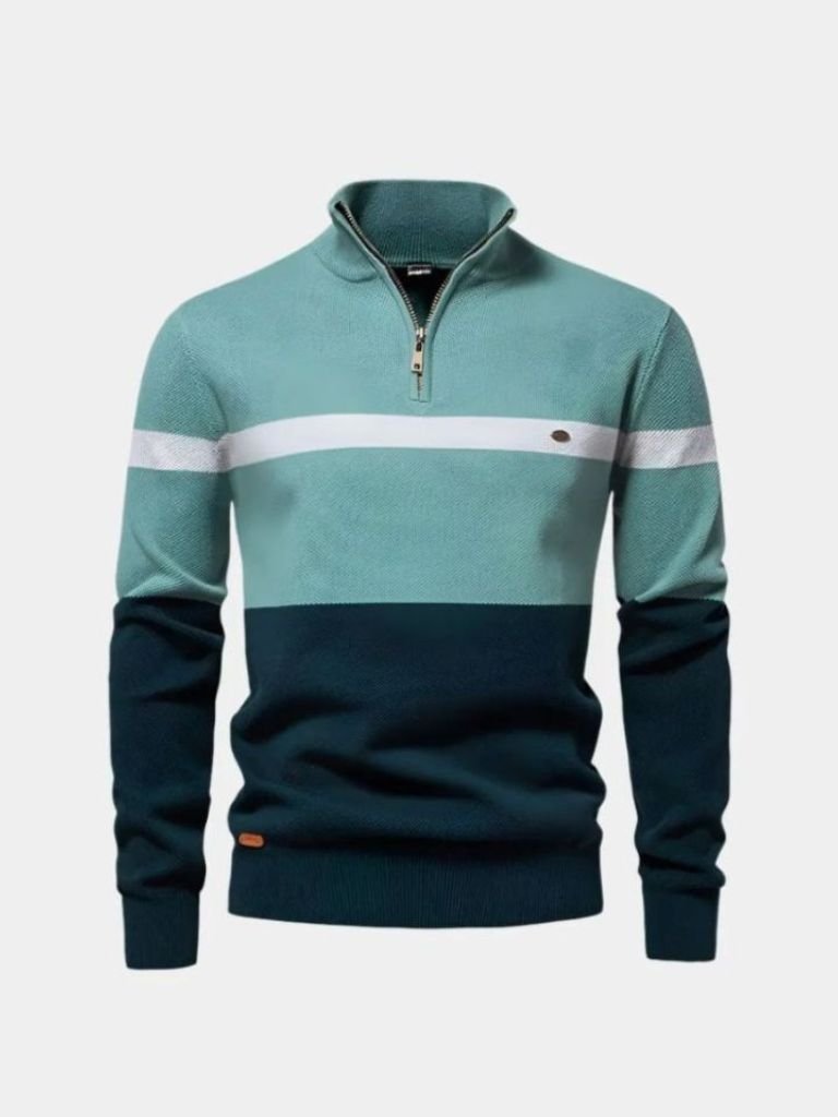Multicolor Quarter Zip Pullover Sweater