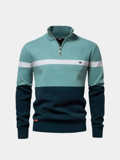 Multicolor Quarter Zip Pullover Sweater