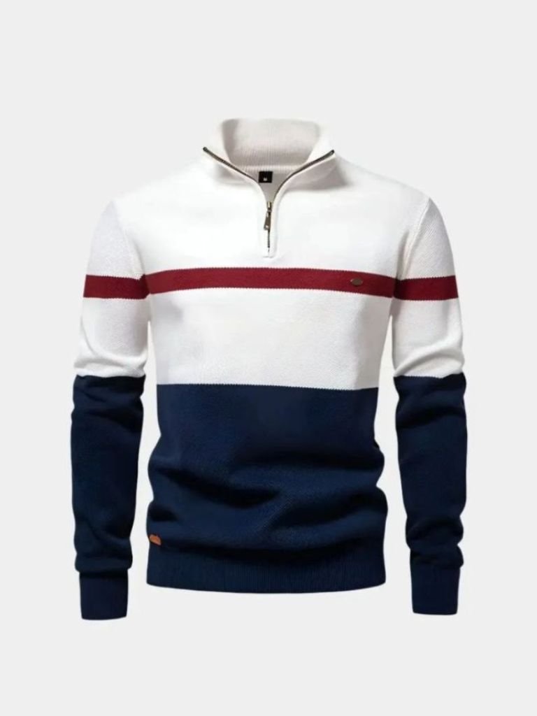 Multicolor Quarter Zip Pullover Sweater