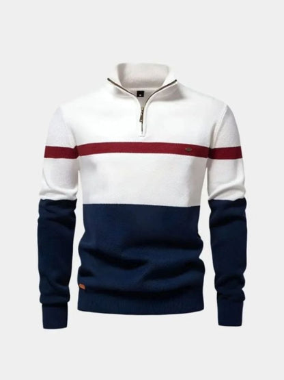 Multicolor Quarter Zip Pullover Sweater