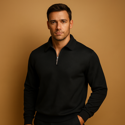 Men's Quarter Zip Polo Sweater - VibreMode