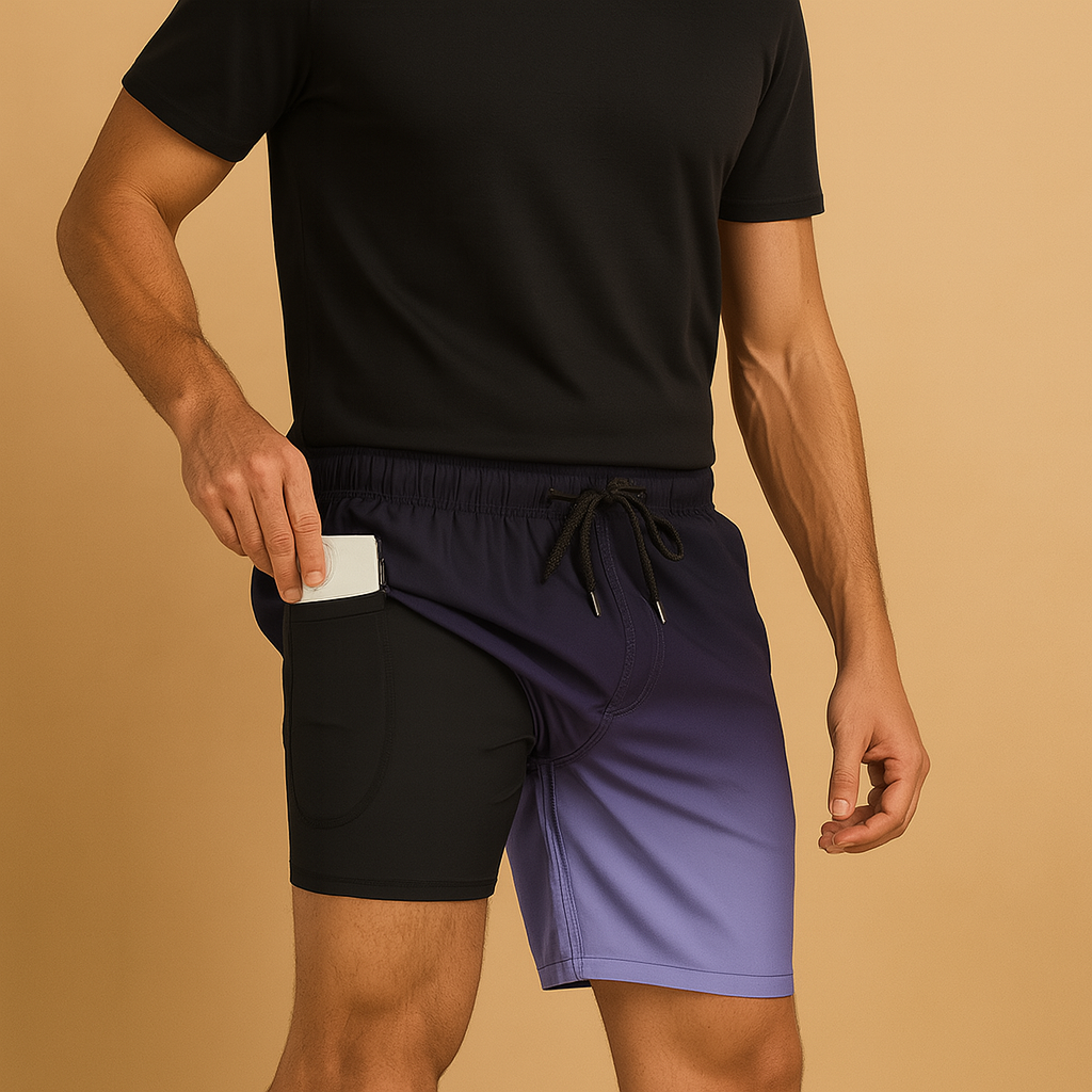 Quick dry swim shorts for men with a lightweight comfortable fit, ideal for beach days, swimming, and summer vacations.