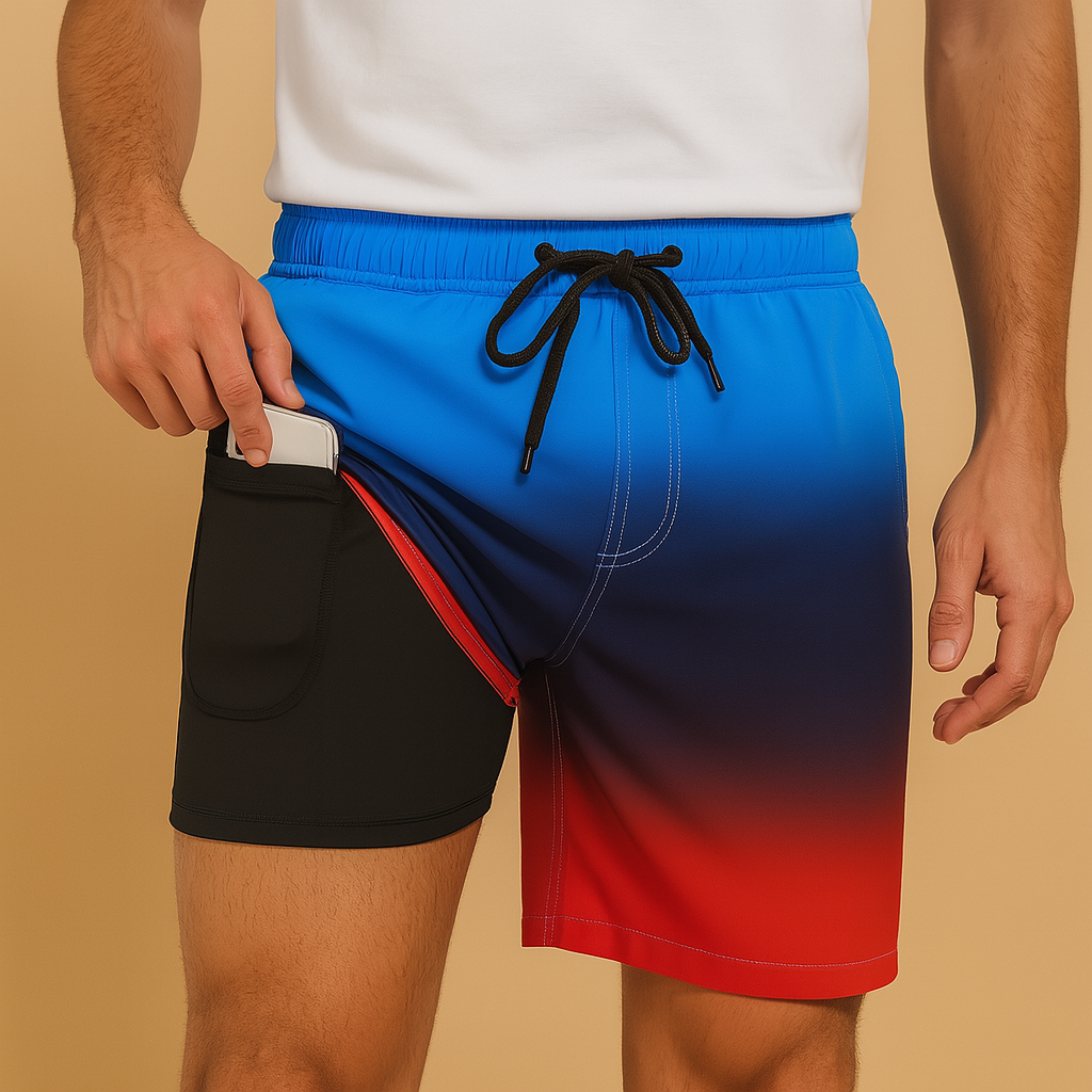 Quick dry swim shorts for men with a lightweight comfortable fit, ideal for beach days, swimming, and summer vacations.