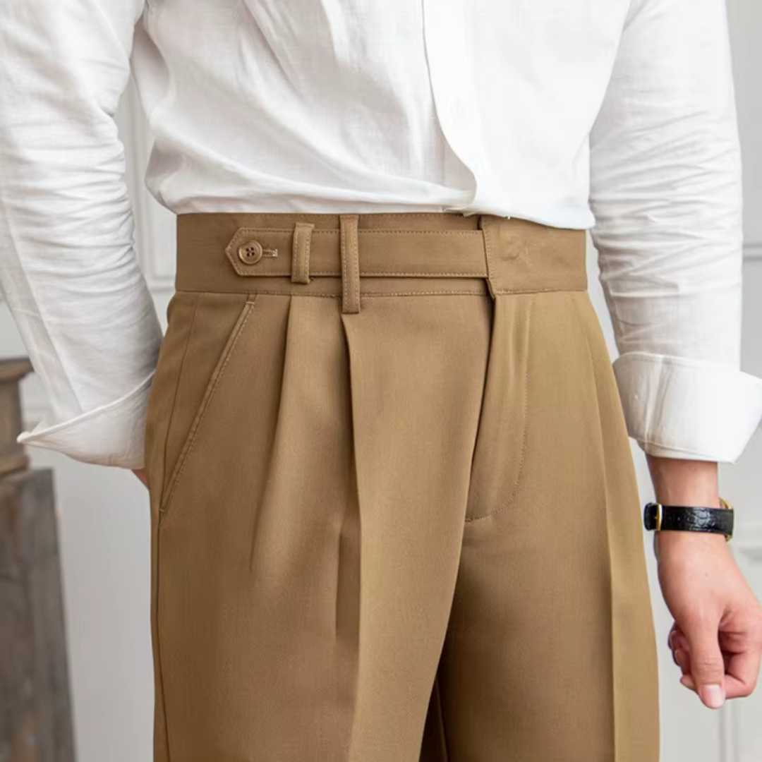 Image of Raphael | Men's Pleated Cropped Dress Pants