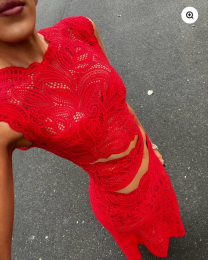Image of Reagan | Women's Sleeveless Lace Two-Piece Set