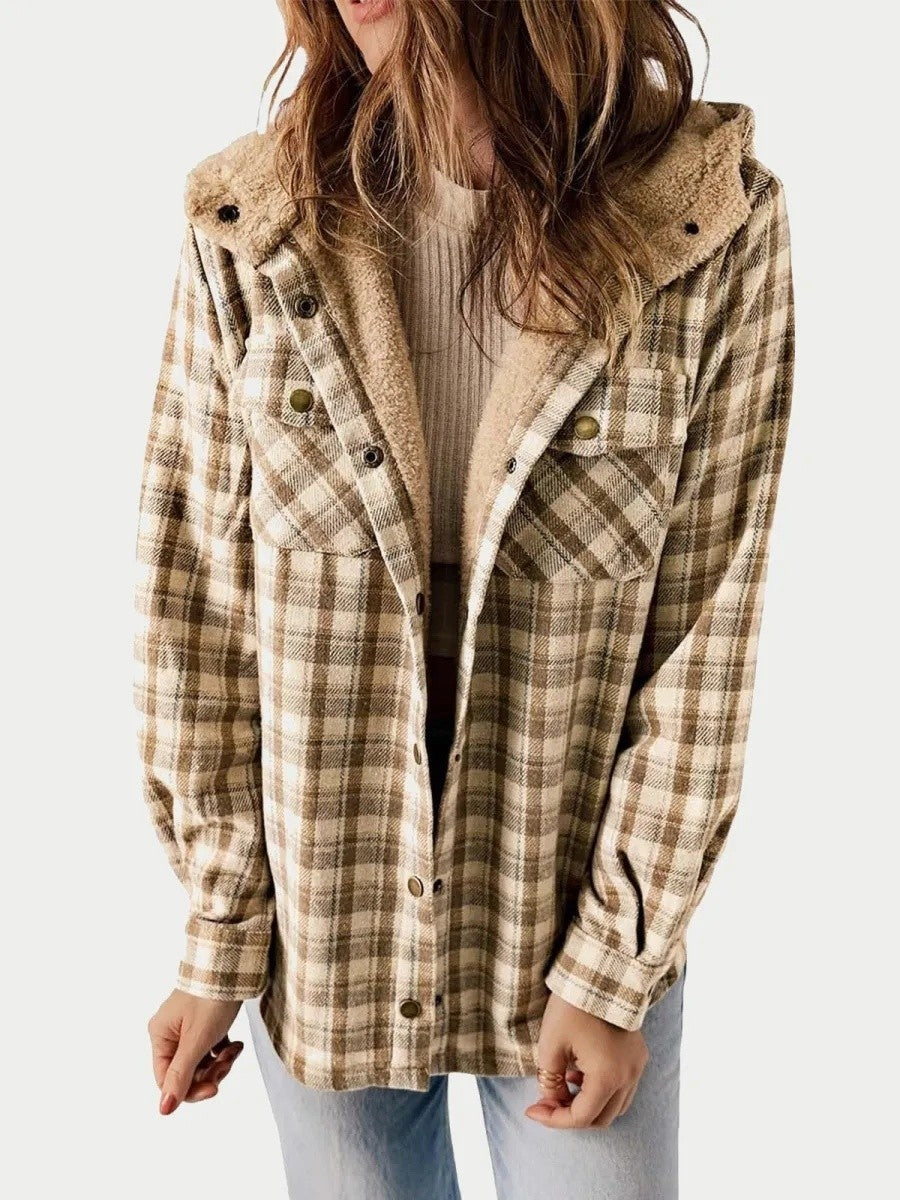Rebecca Women's Plaid Hooded Jacket - VibreMode