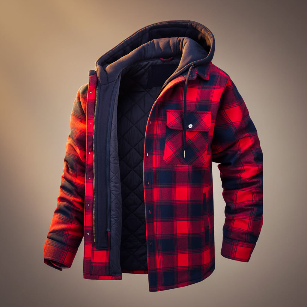 Classic Flannel Hooded Coat - VibreMode
