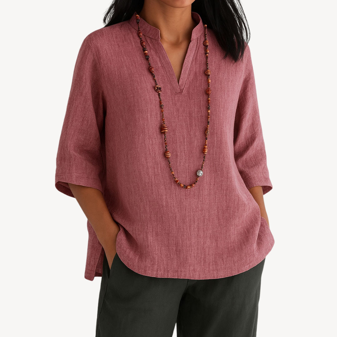 Chic Ladies Linen V Neck Summer Top