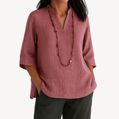 Chic Ladies Linen V Neck Summer Top